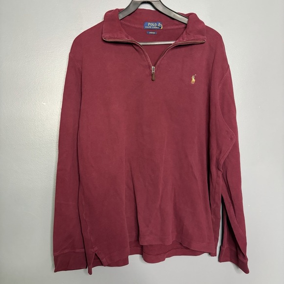 Polo Ralph Lauren Other - Polo Ralph Lauren Estate Rib Long Sleeve 1/4 Half Zip Sweater Pony Red Mens L